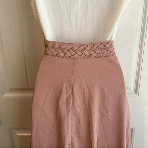 Anthropologie Minimalist Braided Waist High Waisted Mermaid Skirt in Pink Muave - Picture 7 of 15